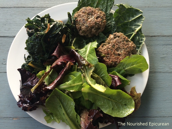 The Nourished Epicurean_Lamb Burgers & Kale Wrap