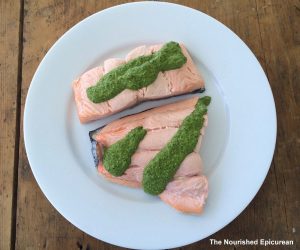 The Nourished Epicurean_Poached salmon with chimichurri
