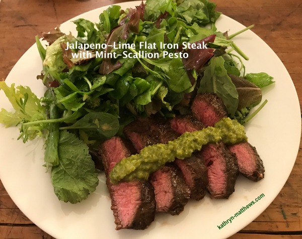 Jalapeno-Lime Flat Iron Steak with Pesto