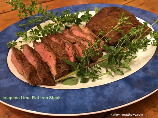 Jalapeno-Lime Flat Iron Steak, Sliced